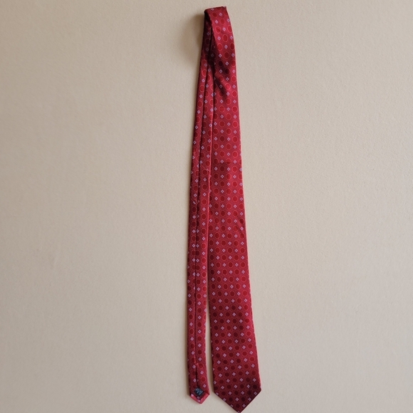 NWT Bellissima Cravatte Silk Red Geometric Tie. - Picture 2 of 10